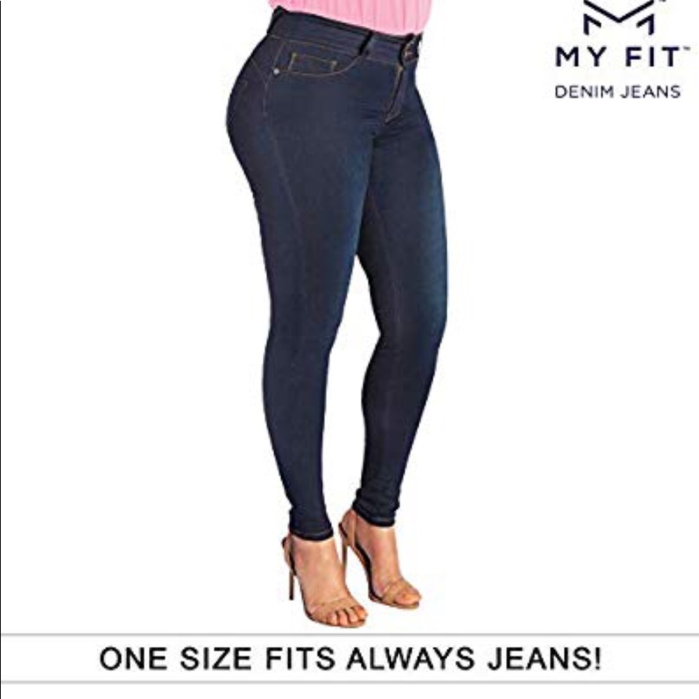 MY FIT Denim Jeans One Size 14-20 Dark Wash NIB